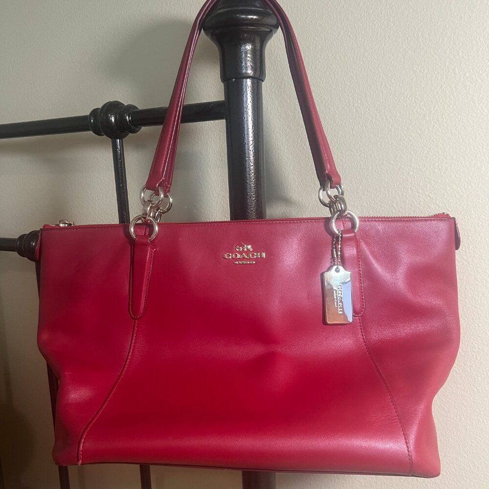 COACH Red Leather Tote
